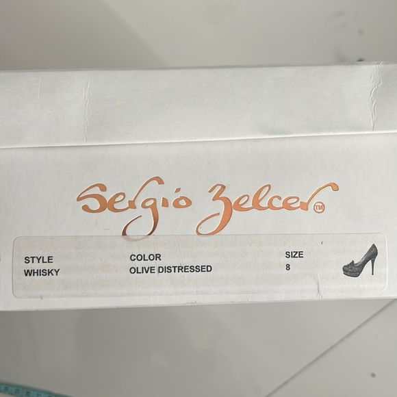 NIB Sergio Zelcer Whisky Olive Distressed Wooden Heel with Rubber Bottom SZ 8 - Picture 7 of 8